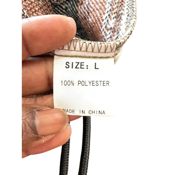 Womens Brown & Cream Plaid Button-Up Long Sleeve Shirt Jacket L - Picture 11 of 11